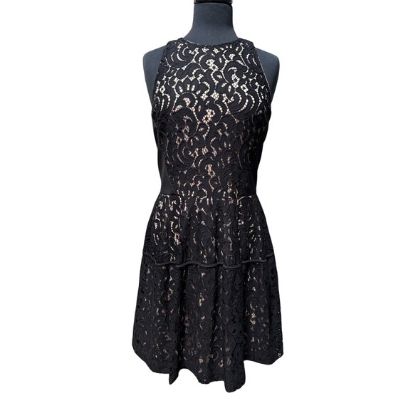 Massimo Black Lace Overlay Fit & Flare Dress Women’s Size M – Great Condition - Picture 1 of 6